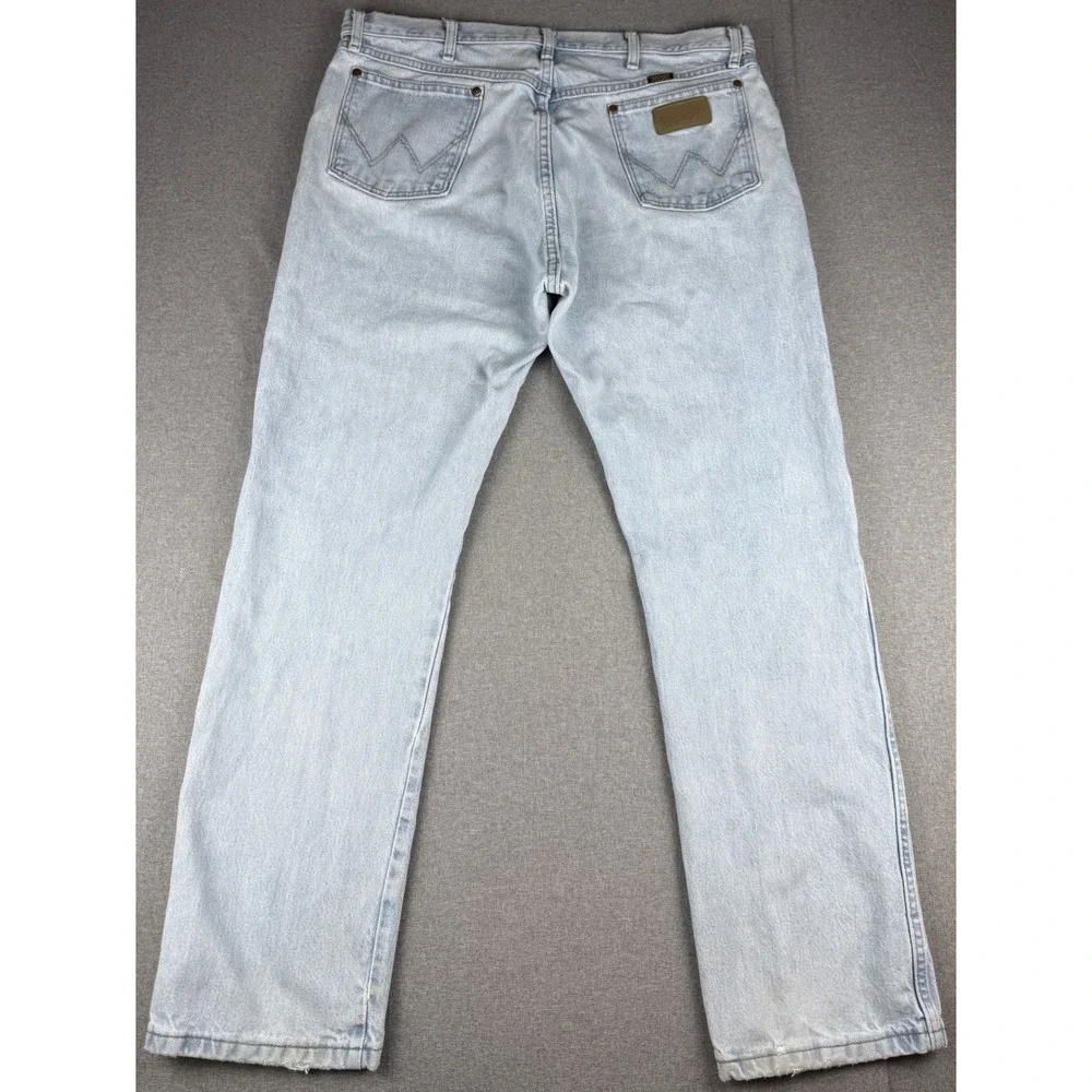 Wrangler Five Star Regular Fit Jeans Mens 38x32 Light Wash 100% Cotton USA